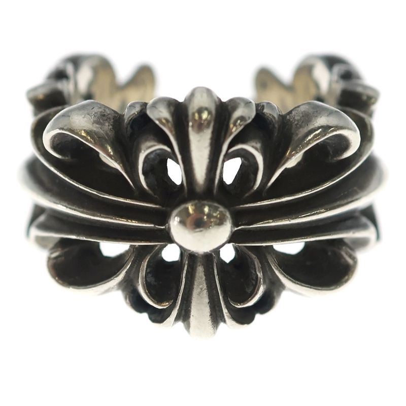 Chrome Hearts Dbl Flrl Crs Double Floral Cross Ring Silver