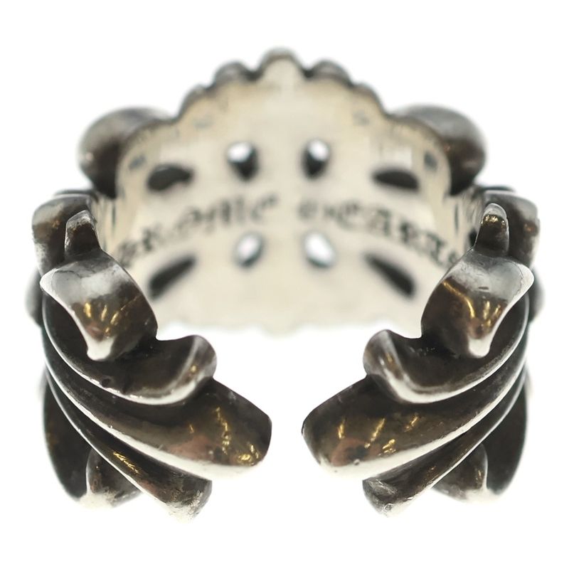Chrome Hearts Dbl Flrl Crs Double Floral Cross Ring Silver