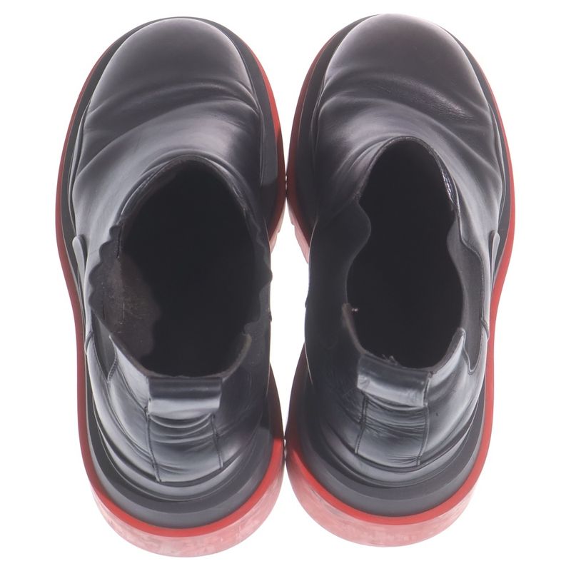 Bottega Veneta Tire Ankle Side Gore Chelsea Boots Black Red