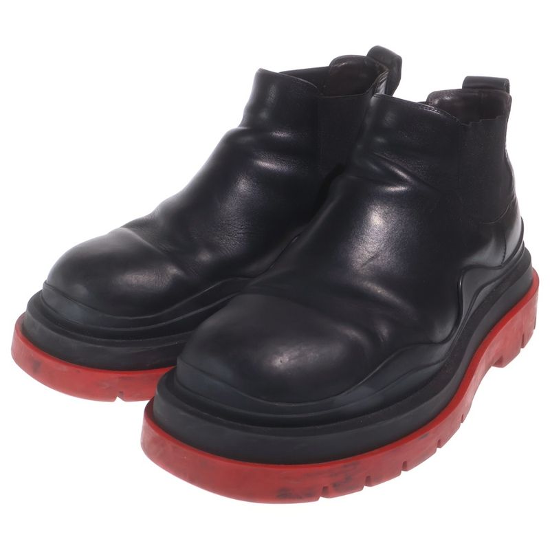 Bottega Veneta Tire Ankle Side Gore Chelsea Boots Black Red