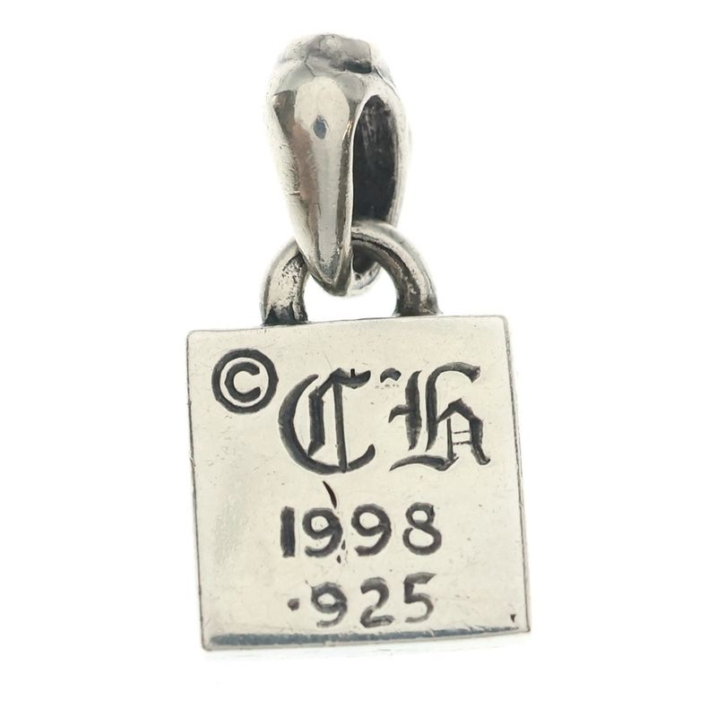 Chrome Hearts Framed CH Plus 1 Diamond Pendant Top Silver