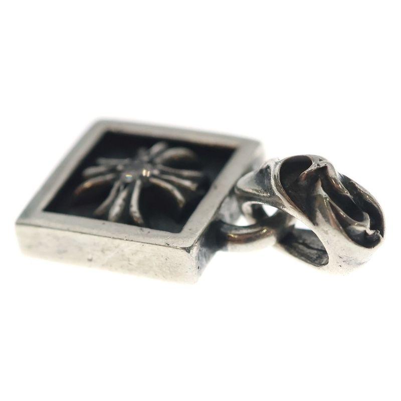 Chrome Hearts Framed CH Plus 1 Diamond Pendant Top Silver