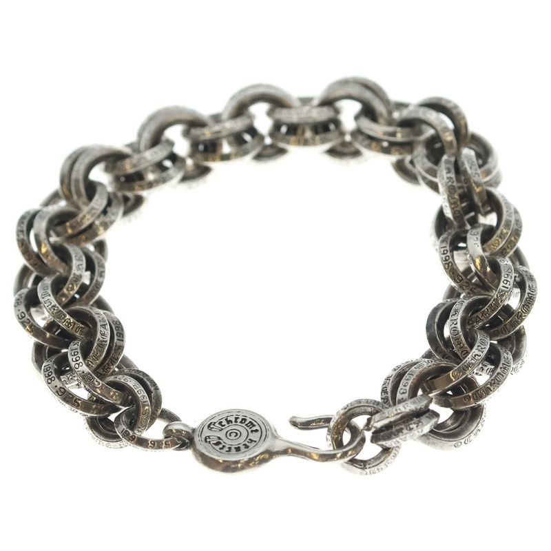 Chrome Hearts 2 Double B Ring Bring Bracelet Silver