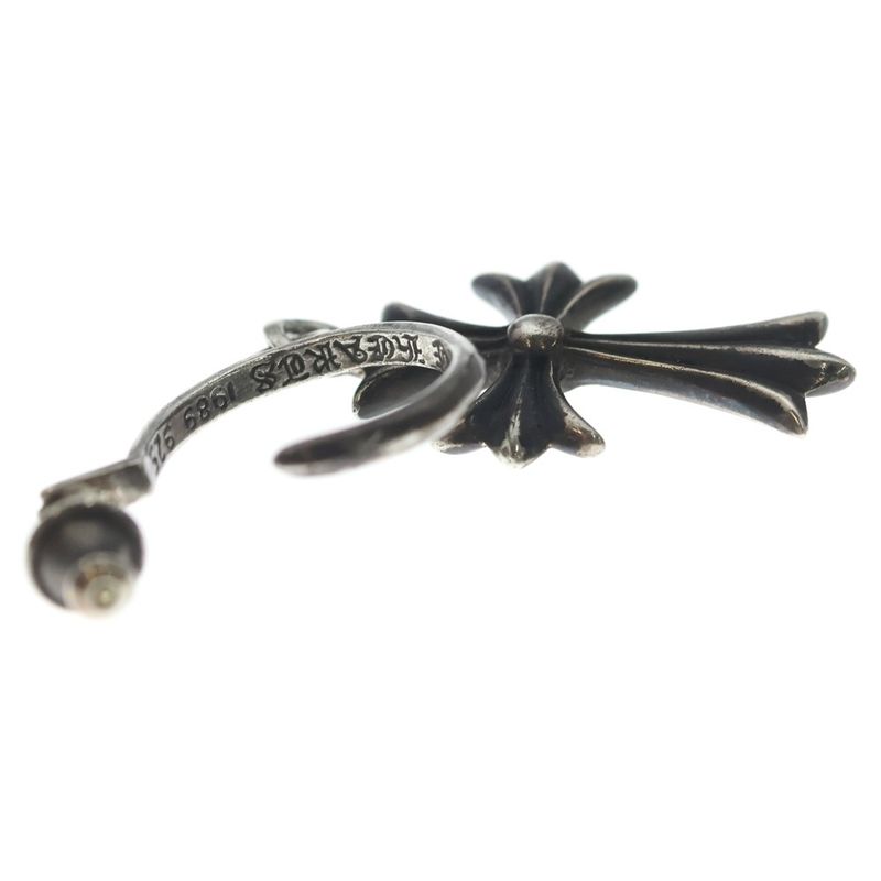 Chrome Hearts Tiny CH Cross Hoop Earrings Silver