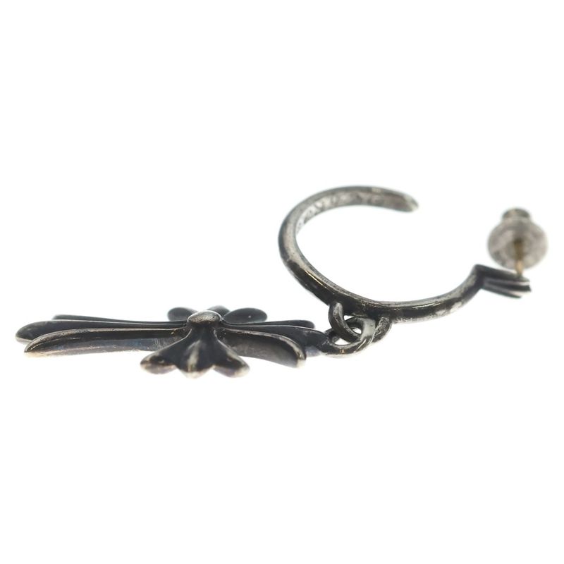 Chrome Hearts Tiny CH Cross Hoop Earrings Silver