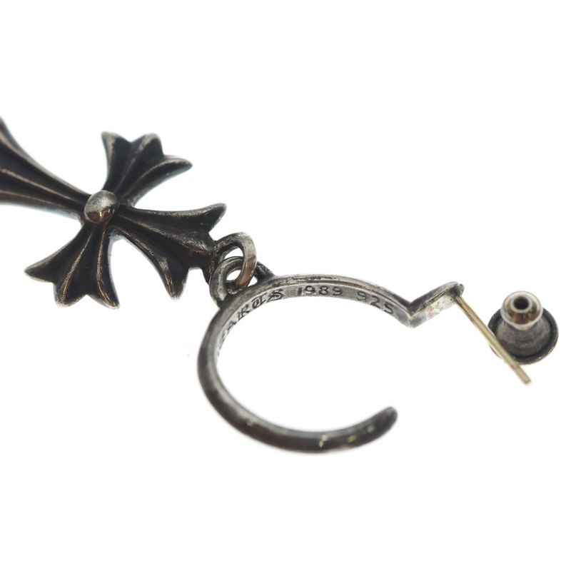 Chrome Hearts Tiny CH Cross Hoop Earrings Silver