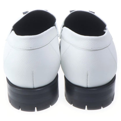 Hermes Faubourg Hlogo Plate Leather Low Cut Shoes Loafers White