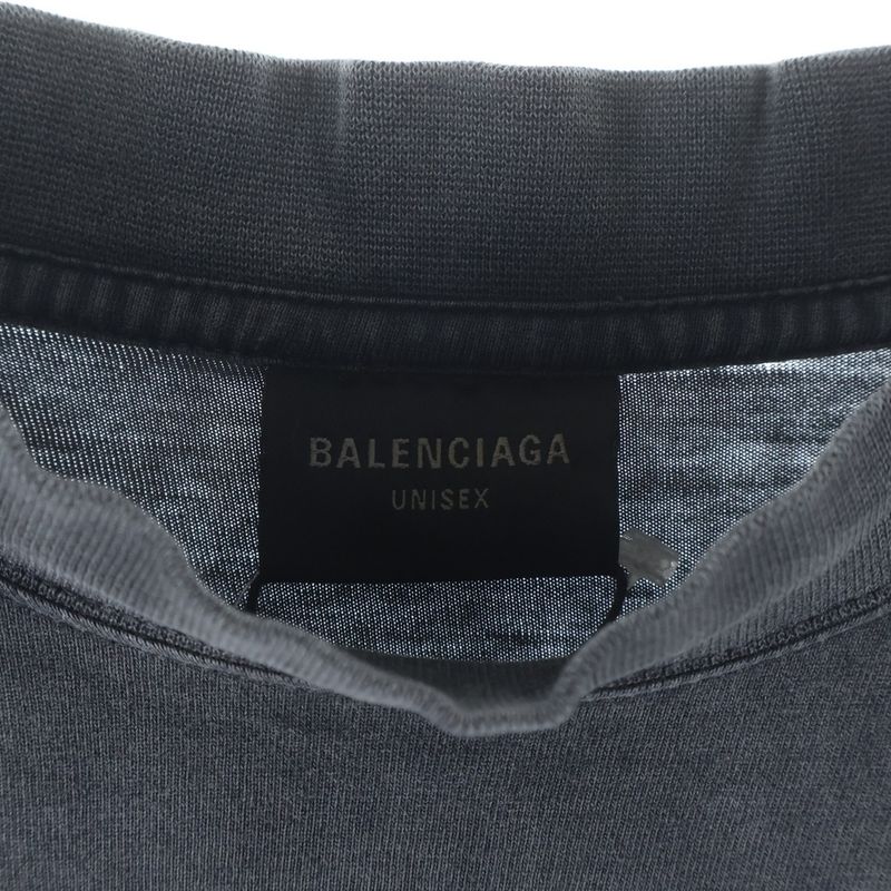 Balenciaga Tbilisi Oversized T-Shirt Distressed Printed Short Sleeve Black