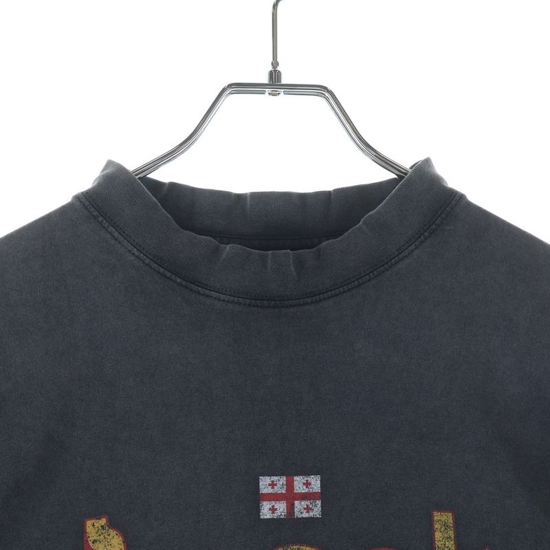 Balenciaga Tbilisi Oversized T-Shirt Distressed Printed Short Sleeve Black