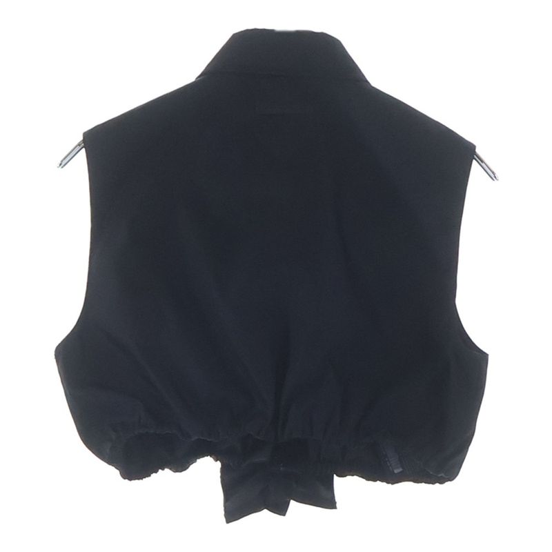 Prada Re-Nylon Gabardine Sleeve Crop Top Nylon Shirt Black