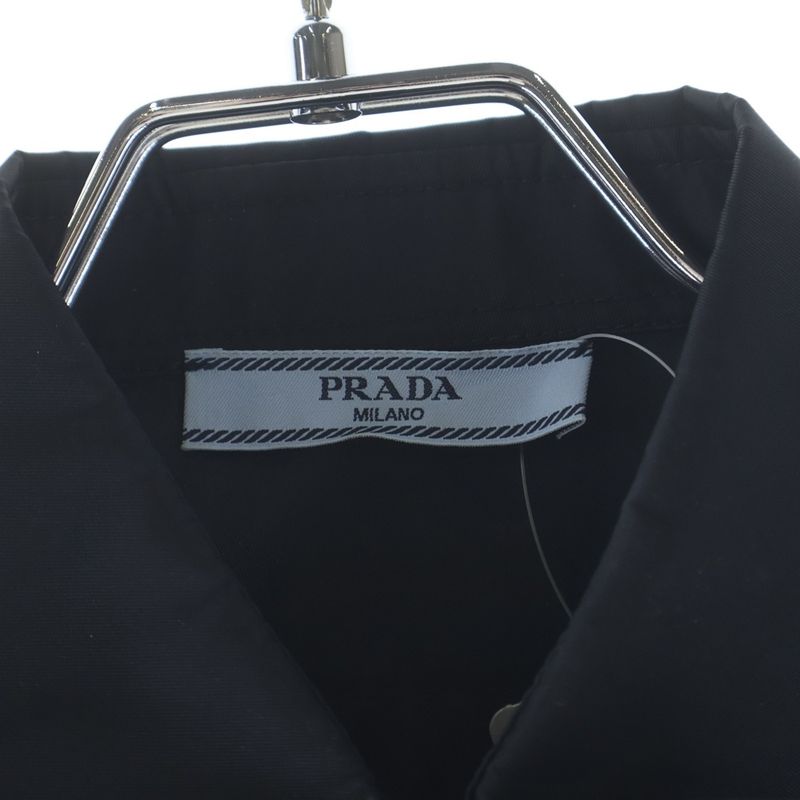 Prada Re-Nylon Gabardine Sleeve Crop Top Nylon Shirt Black