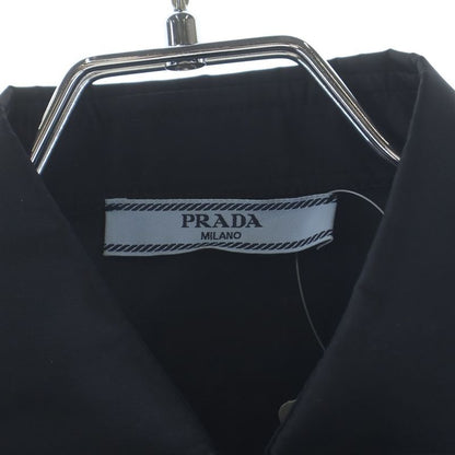Prada Re-Nylon Gabardine Sleeve Crop Top Nylon Shirt Black