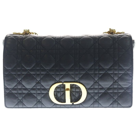 Dior Calorie Cannage Turnlock Leather Chain Shoulder Bag Gold Black