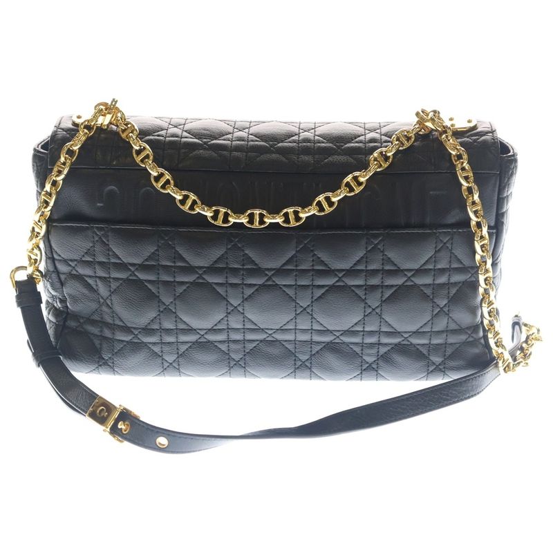 Dior Calorie Cannage Turnlock Leather Chain Shoulder Bag Gold Black