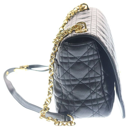 Dior Calorie Cannage Turnlock Leather Chain Shoulder Bag Gold Black