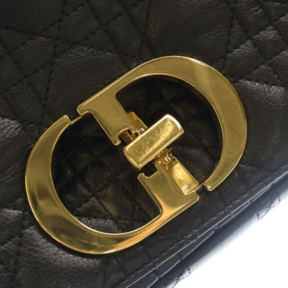 Dior Calorie Cannage Turnlock Leather Chain Shoulder Bag Gold Black