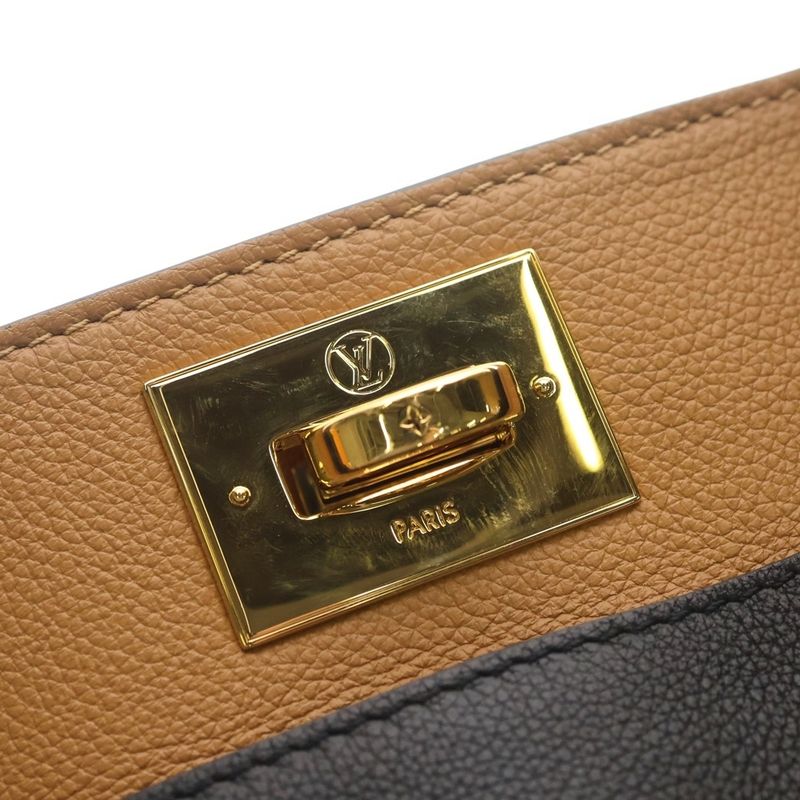 Louis Vuitton on My Side MM Monogram Leather 2-Way Bag Gold Navy Beige