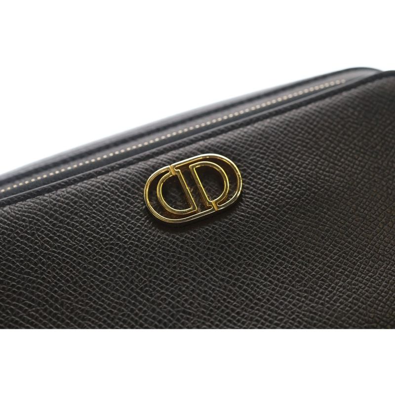 Dior Caro Mini Shoulder Bag Black Leather Gold