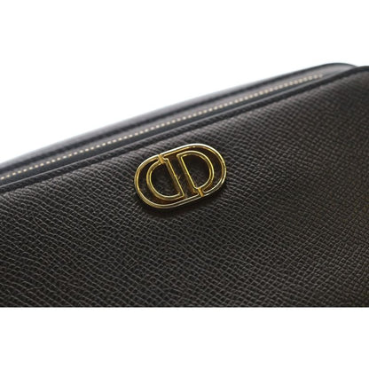 Dior Caro Mini Shoulder Bag Black Leather Gold