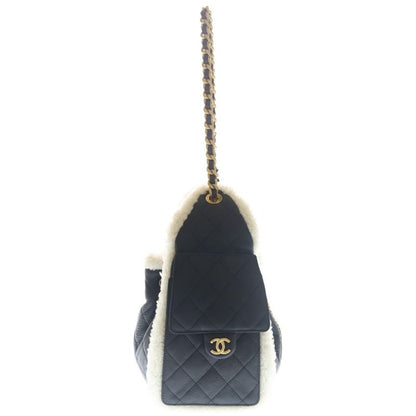 Chanel 25 Small Handbag Chain Bag Black Mouton Gold