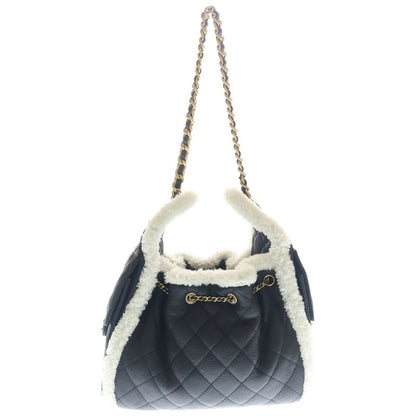 Chanel 25 Small Handbag Chain Bag Black Mouton Gold