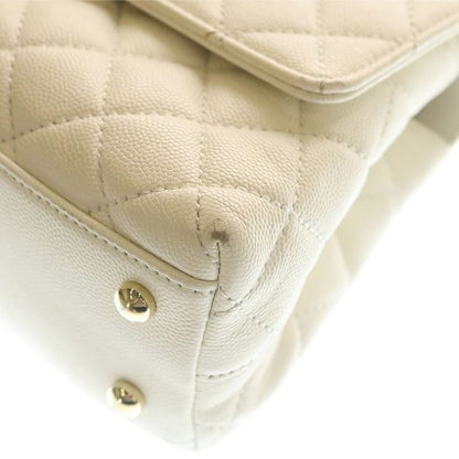 Chanel Quilted Coco Handle Xxs 2-Way Shoulder Bag Chain White Caviar Leather