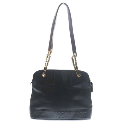 Chanel Triple Coco 2-Way Shoulder Bag Black Caviar Leather Gold