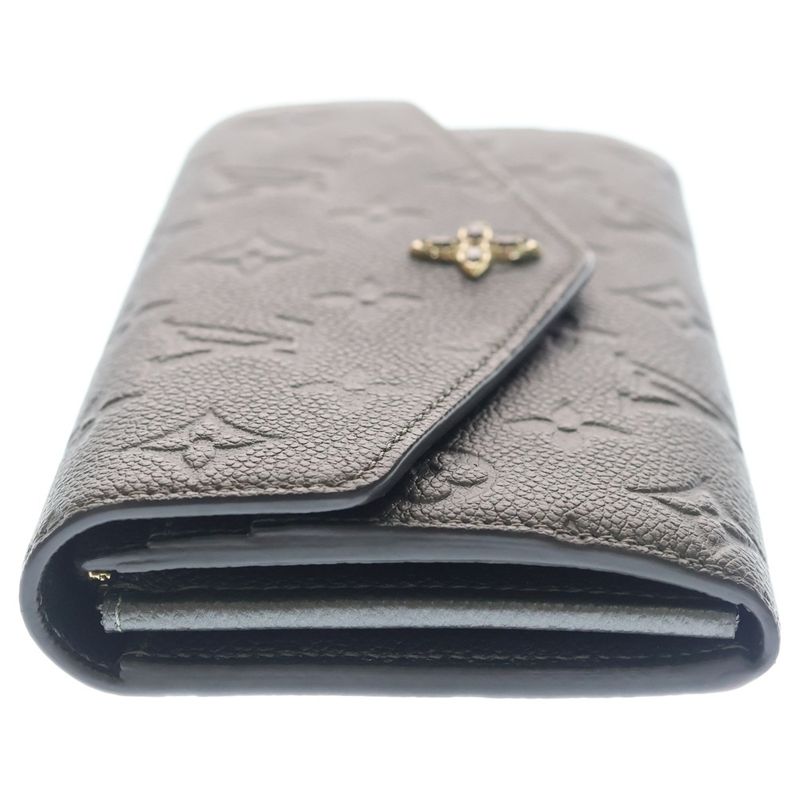 Louis Vuitton Portefeuille Sarah NM Wallet Card Case Metallic Gray Leather Gold