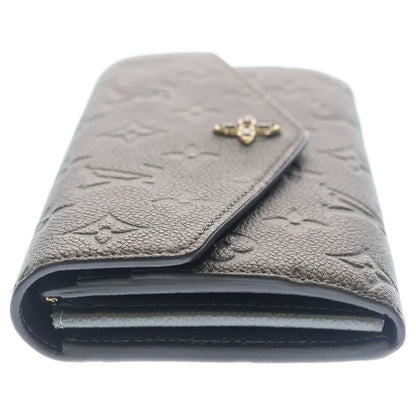 Louis Vuitton Portefeuille Sarah NM Wallet Card Case Metallic Gray Leather Gold