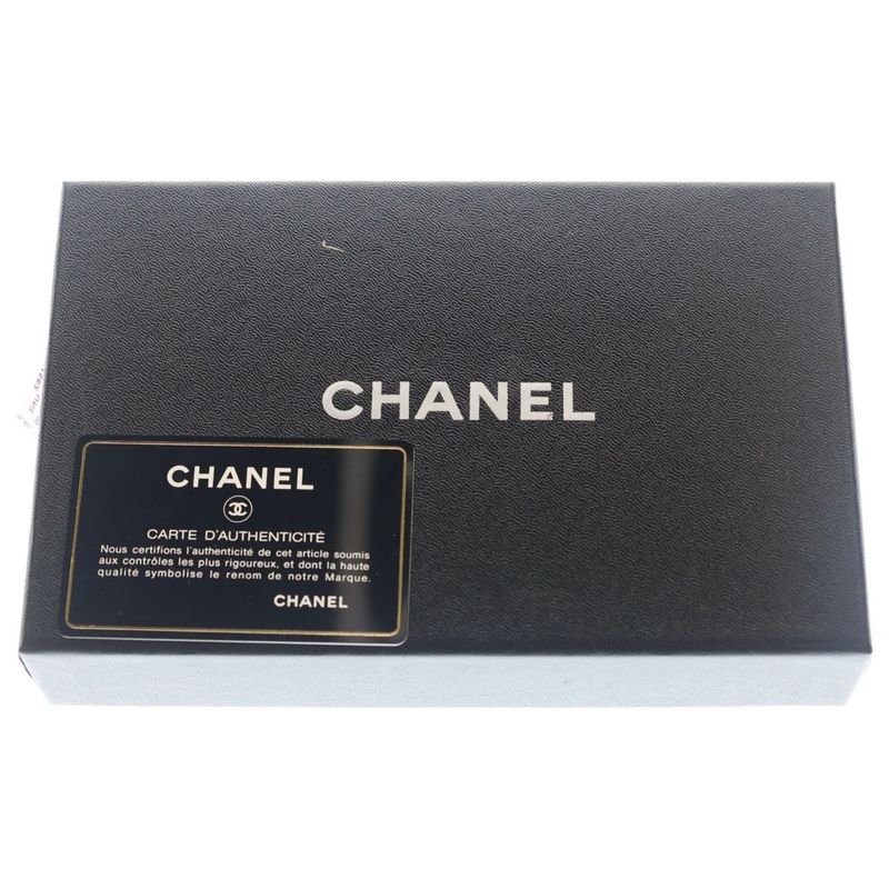 Chanel Quilted Wallet Card Case Metal Silver Lambskin