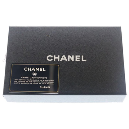 Chanel Quilted Wallet Card Case Metal Silver Lambskin