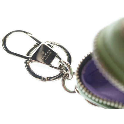 Gucci Yuko Higuchi Key Chain Bag Charm Mint Green Beige Leather Silver