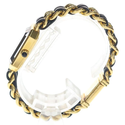 Chanel Premiere XXL Black Dial Watch Gold SS Leather Quartz