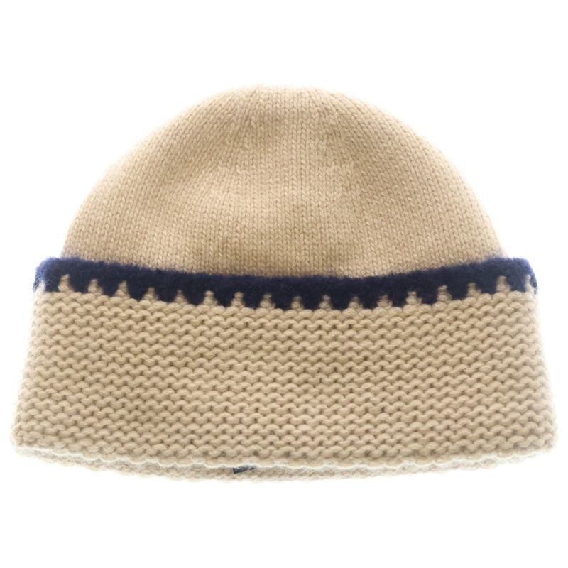 Chanel CC Logo Cashmere Silk Knit Hat Beige