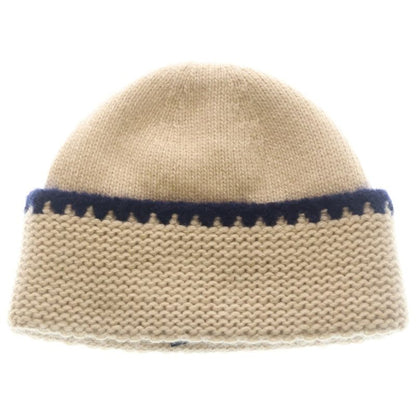 Chanel CC Logo Cashmere Silk Knit Hat Beige