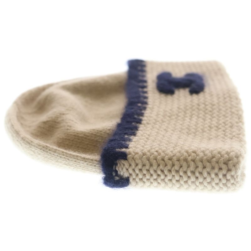 Chanel CC Logo Cashmere Silk Knit Hat Beige