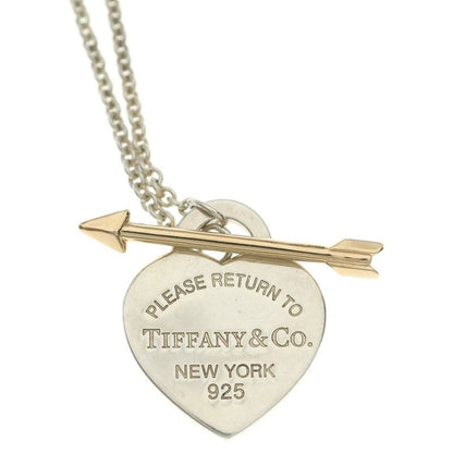 Tiffany & Co Return to Alloy Necklace Pendant Chain Silver 18k