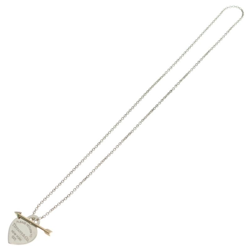 Tiffany & Co Return to Alloy Necklace Pendant Chain Silver 18k