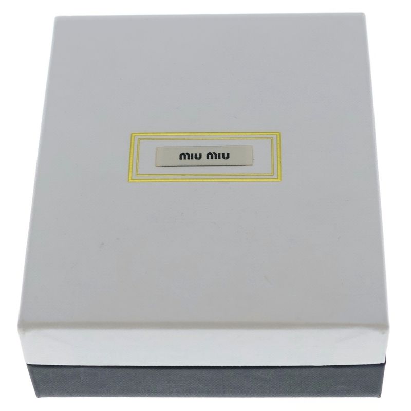 Miu Miu Logo Necklace Metal Pendant Chain Pink Silver