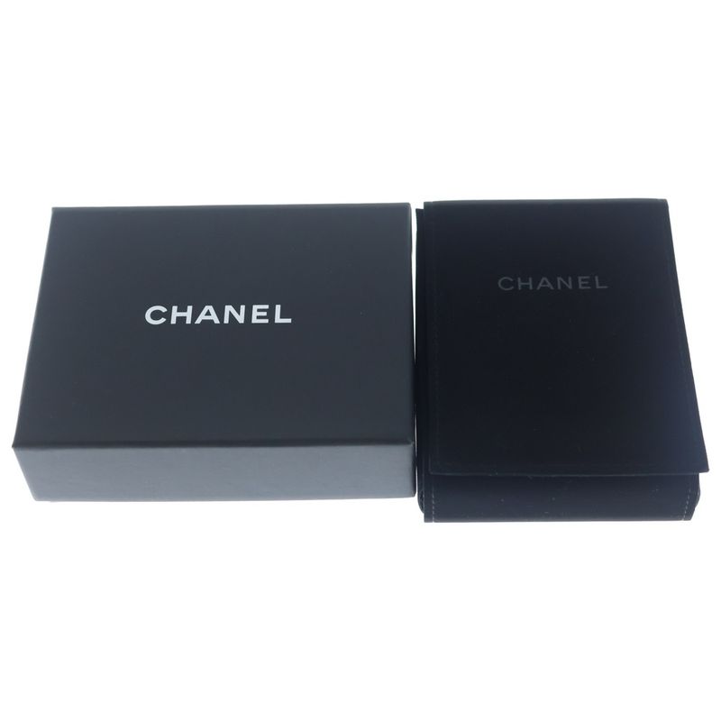 Chanel CC Logo Line Stone Double Chain Choker Necklace Pendant Gold