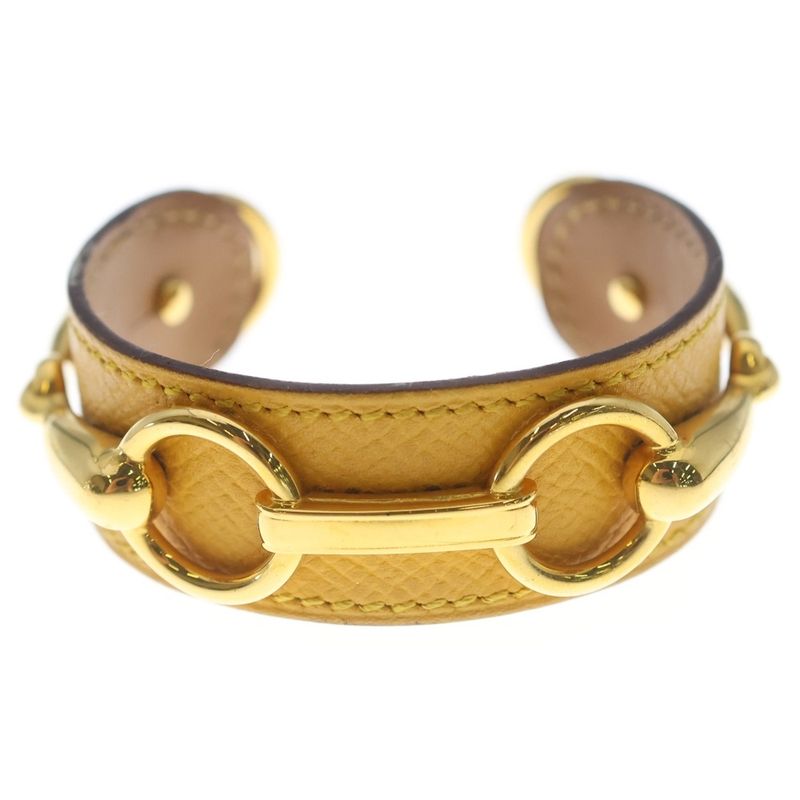 Hermes Bangle Bracelet Yellow Horsebit SS Epsom Gold