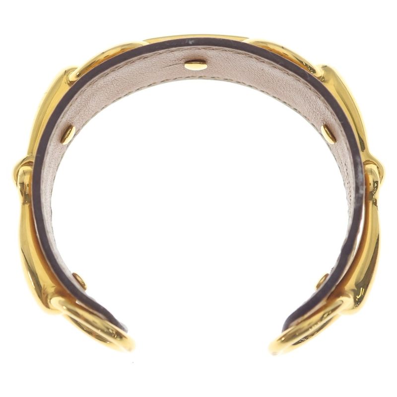 Hermes Bangle Bracelet Yellow Horsebit SS Epsom Gold