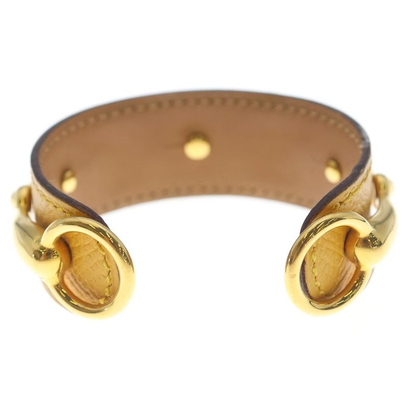 Hermes Bangle Bracelet Yellow Horsebit SS Epsom Gold