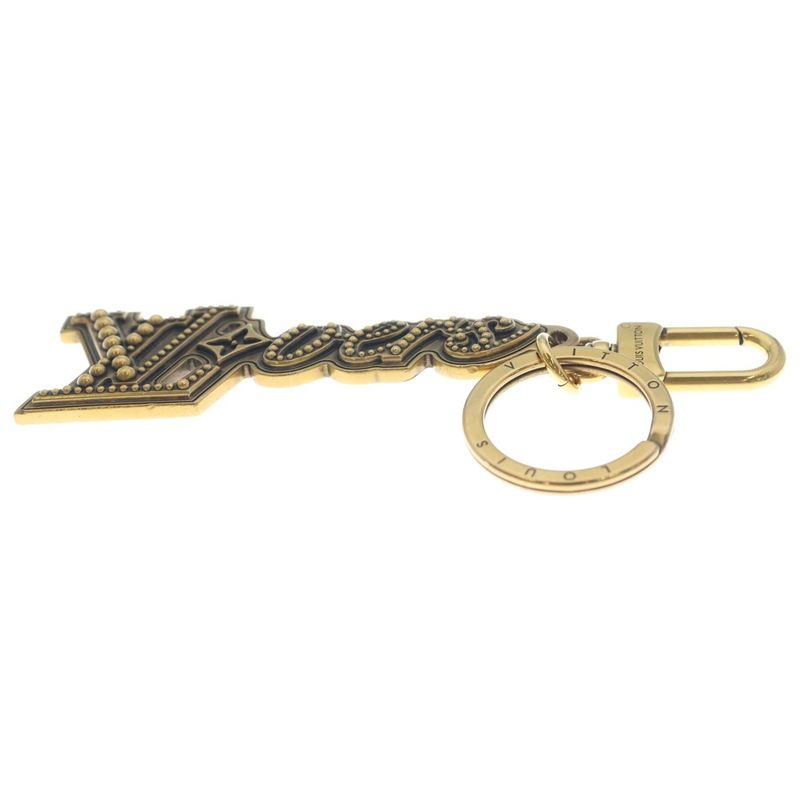 Louis Vuitton Rubber's Studs Bag Charm Key Ring Key Holder Gold