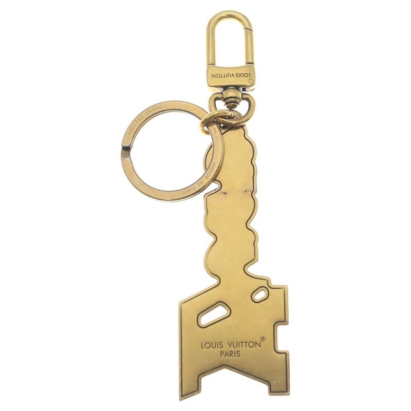Louis Vuitton Rubber's Studs Bag Charm Key Ring Key Holder Gold
