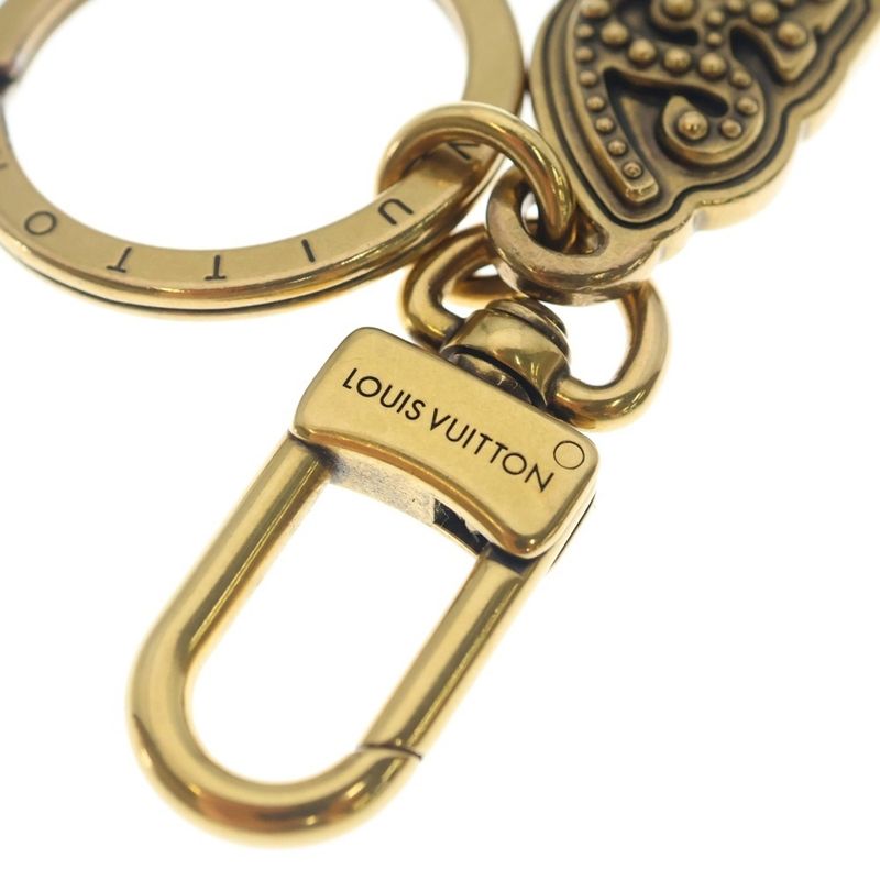 Louis Vuitton Rubber's Studs Bag Charm Key Ring Key Holder Gold