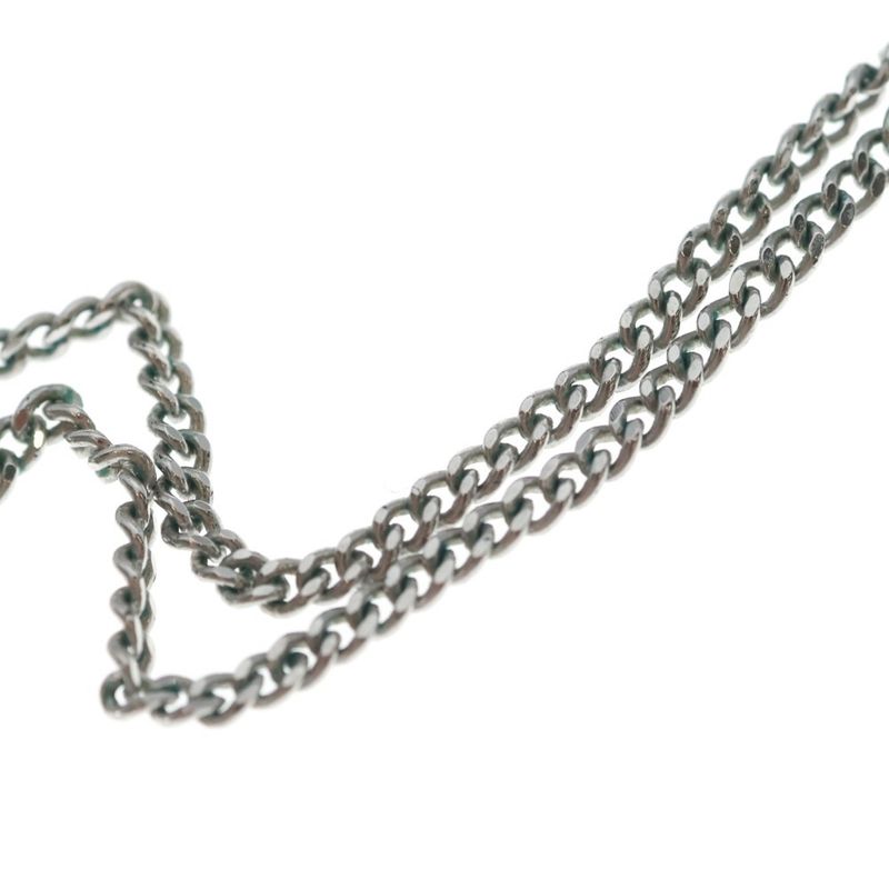 Fendi Fflogo Line Stone Necklace Pendant Chain Silver