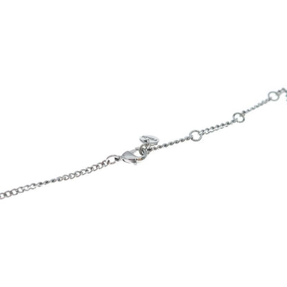 Fendi Fflogo Line Stone Necklace Pendant Chain Silver