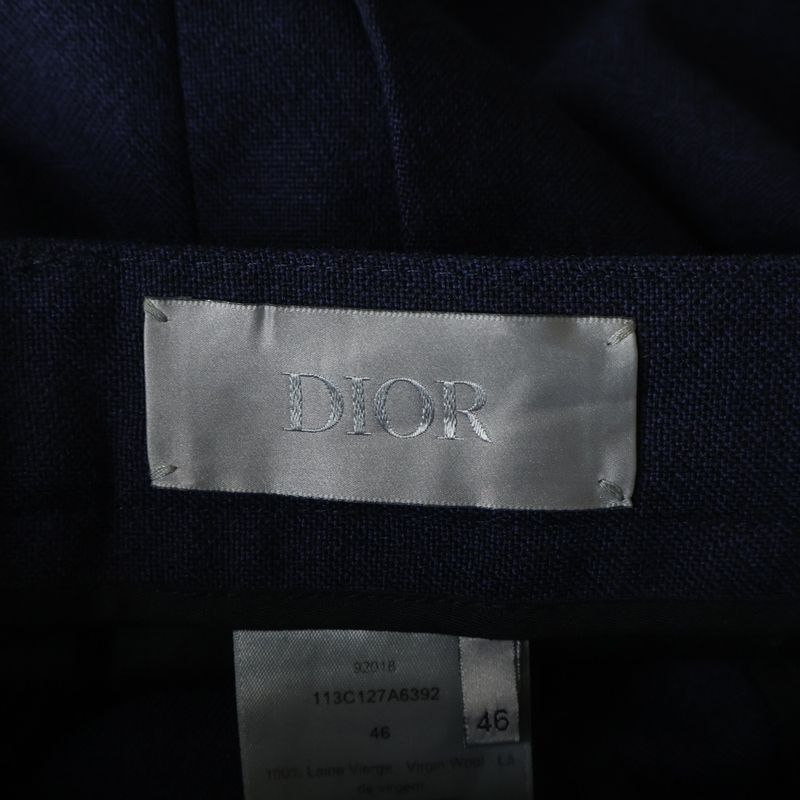 Dior Wool Pants Pleated Trousers Navy