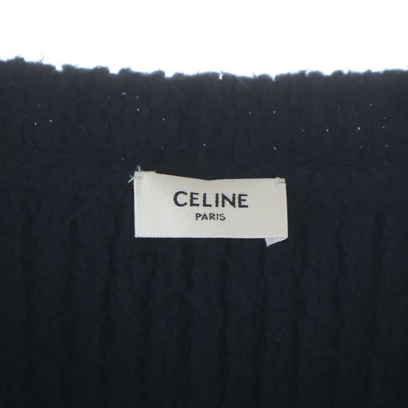 Celine Crew Neck Border Knit Sweater Navy